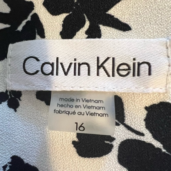Calvin Klein Black and White Floral Midi Dress - Like New - Picture 7 of 8